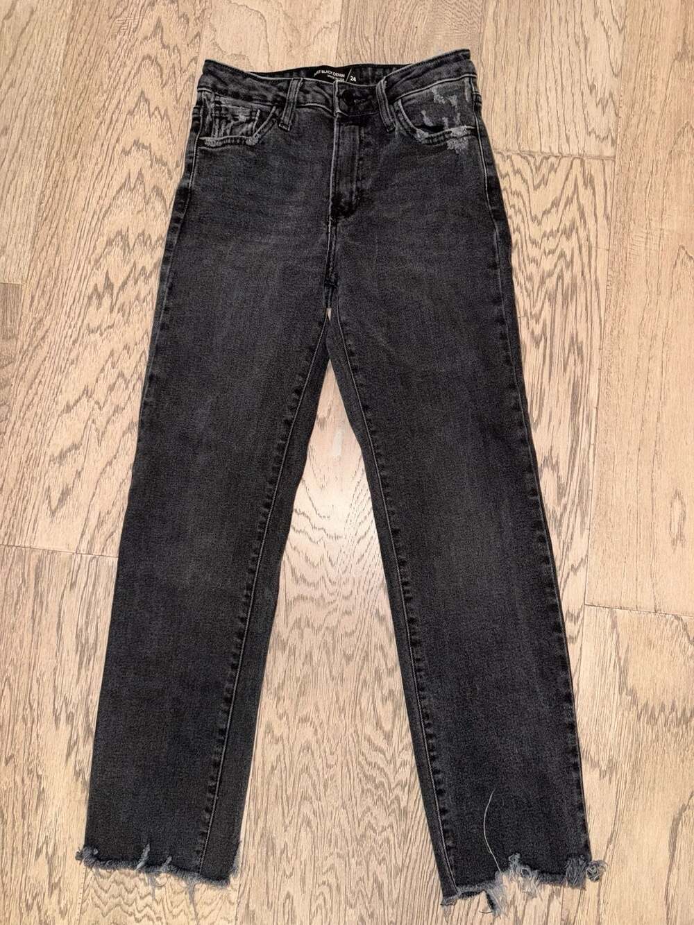 Just Black Denim Black Wash Raw Hem Straight Leg Jeans